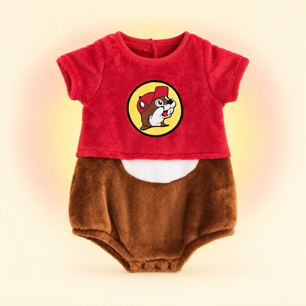 Buc-ee’s Beaver Baby Halloween Costume Plush Mascot Romper Baby Infant 18 Months